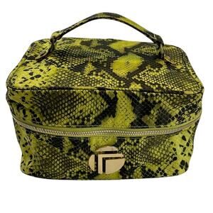 Trina Turk make-up small travel case in green and black.